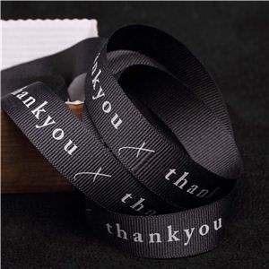 Thank You Ribbon - Charcoal/White